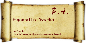 Poppovits Avarka névjegykártya